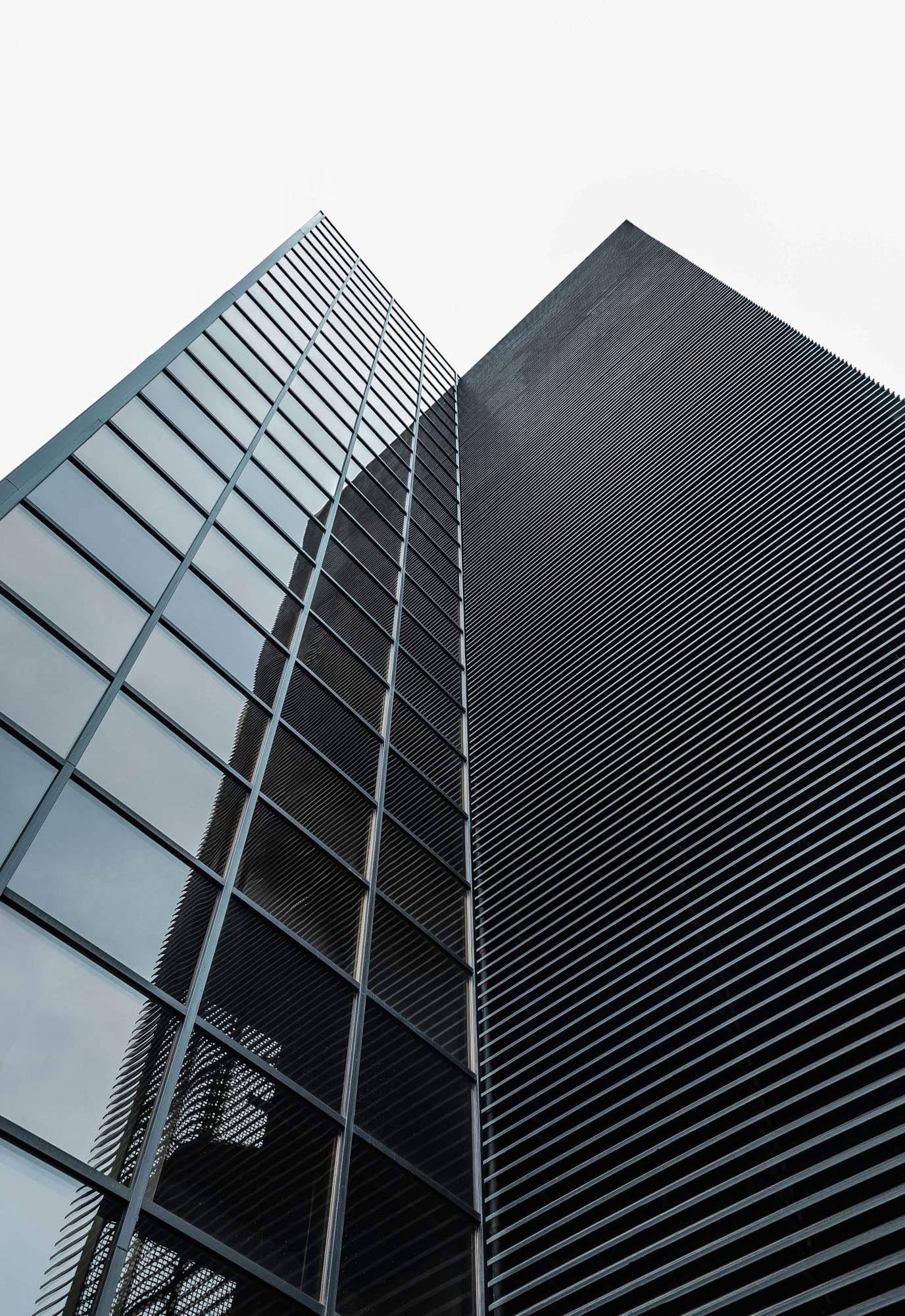 Modern office facade with precise architectural lines